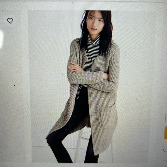 Madewell Wafflestitch Sweater Coat Cardigan Long w/ 2 Pockets XXS - Picture 7 of 10